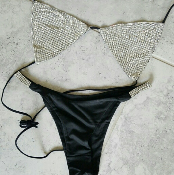 Crystal Rhinestone Micro Bikini Thong Swimsuit 202 - Picture 3 of 3